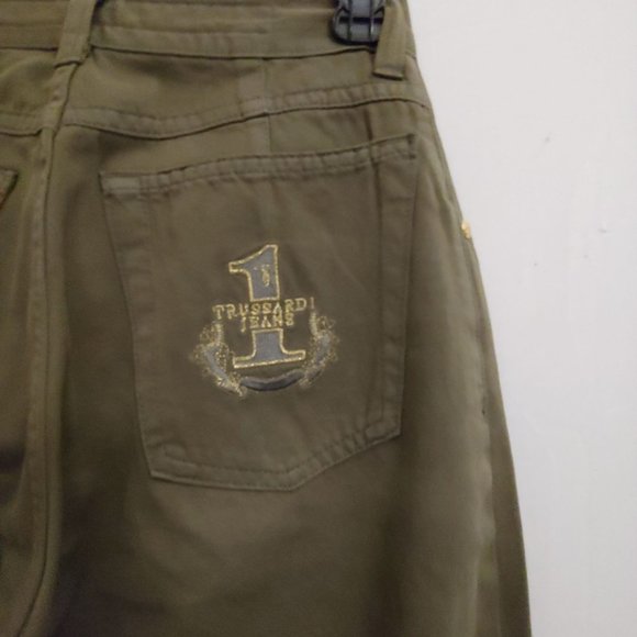 Trussardi Jeans Ittierre SPA Number One Army Green Straight Leg pants 30 Italy - Picture 9 of 13